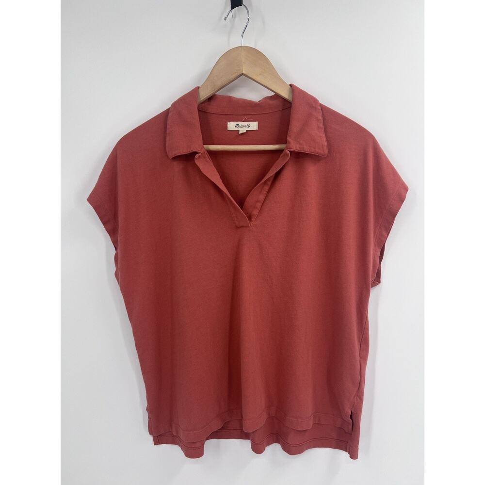 Madewell Brick Red Short Sleeve Polo Top